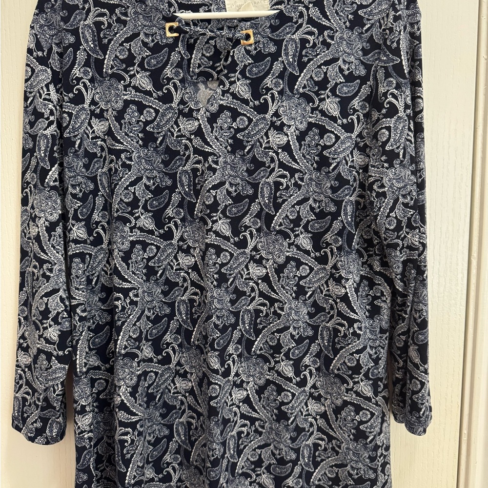 Navy Paisley Women's Blouse